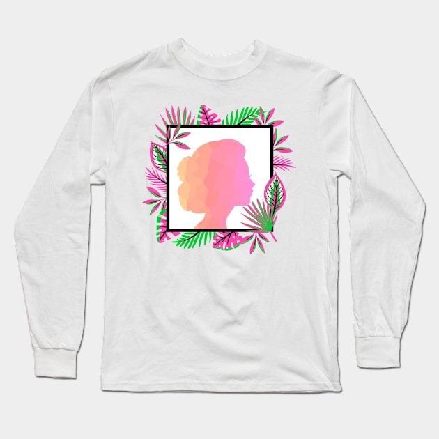 PRETTY Woman Pink Beauty Portrait Long Sleeve T-Shirt by SartorisArt1